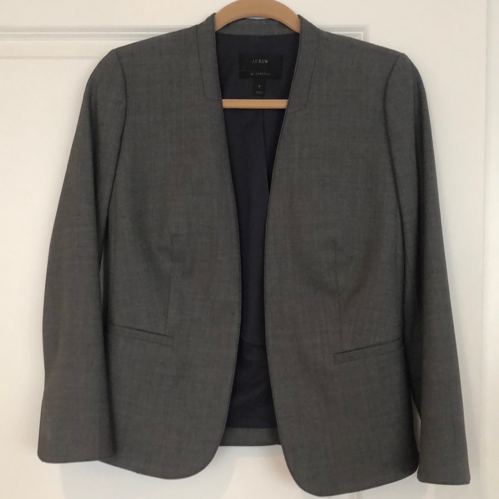 Jcrew bi stretch wool collarless blazer